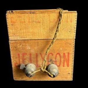 Antique Burnham's Jellycon Jello Wood Box Bin Finger Joint Corners Rustic RARE